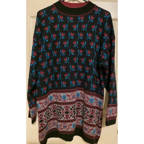 Women's Vintage JP Collections Sweater Plus Sz 22/24 Floral Print AOP 1980s 90s - Picture 1 of 13